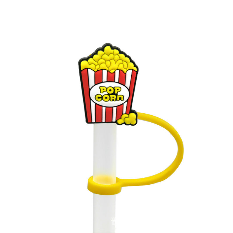 Wholesale 10pcs/pack Cute casual straw cover straw cap cartoon silicone straw dust cap dust plug